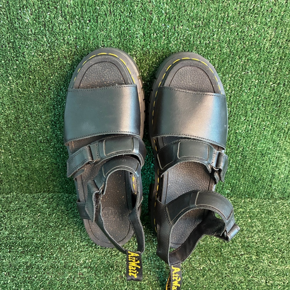 Dr. Martens Ricki 3-Strap Leather Platform Chunky Punk Sandal Black Womens Sz 10 - Picture 5 of 9